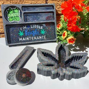 Happy 420 Rolling Tray & Ashtray Set